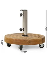 Acacia Wood Umbrella Base With Concrete Core