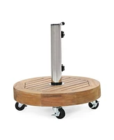 Streamdale Furniture Acacia Wood Umbrella Base With Concrete Core