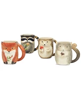 Certified International Woodland Critters 3-d Mugs, Set of 4