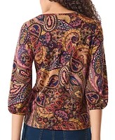 Jones New York Petite Paisley-Print 3/4-Sleeve Top