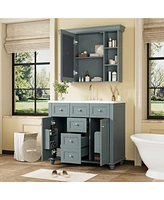 Streamdale Furniture 36'' Bathroom Vanity with Mirror Cabinet, Ample Storage, Soft-Close Doors & Drawers