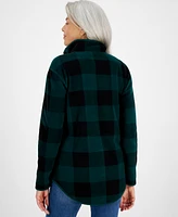 Style & Co Women's Plaid Fleece Quarter-Zip Sweatshirt, Created for Macy's