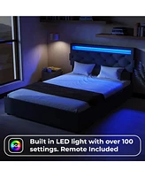 Streamdale Furniture Queen Bed Frame with Usb Charging, Led Lights, Headboard, Storage Drawers