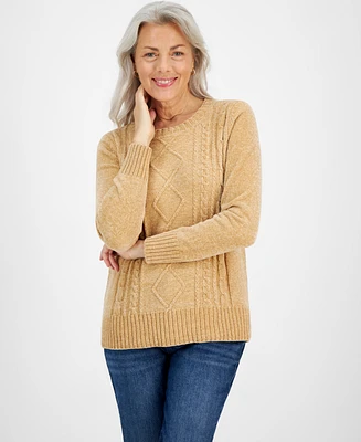 Style & Co Women's Crewneck Chenille Cable-Knit Sweater, Created for Macy's