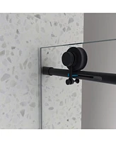 Streamdale Furniture Matte Black Frameless Shower Door with Adjustable Soft-Closing