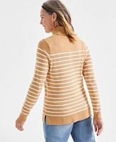 Style & Co Petite Striped Turtleneck Sweater, Created for Macy's