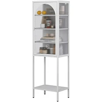 5-Tier Metal Glass Door Storage Cabinet with Adjustable Shelves