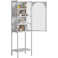 5-Tier Metal Glass Door Storage Cabinet with Adjustable Shelves