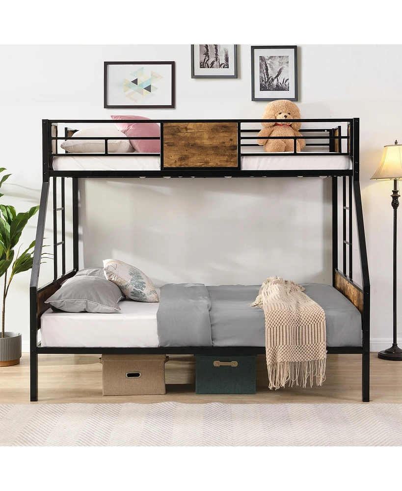 Streamdale Furniture Twin Over Full Metal Bunk Bed with Storage