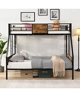 Streamdale Furniture Twin Over Full Metal Bunk Bed with Storage