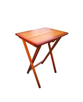 Folding Snack Tables with Storage Rack (Set of 4)