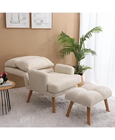 Adjustable Accent Chair with Ottoman, Mid-Century Modern Lounge Chair