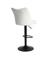 Simplie Fun Modern Swivel Bar Stools with Adjustable Height and Faux Leather (Set Of 2)