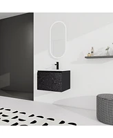 Streamdale Furniture Wall-Mounted Bathroom Vanity with Ceramic Sink & Soft-Close Doors