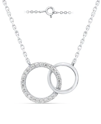 Diamond Interlocking Rings 18" Necklace (1/6 ct. t.w.) in Sterling Silver