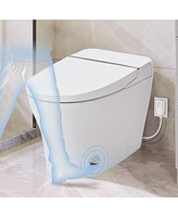 Compact Toilet with Self-Cleaning Nozzle, Dual Flush, Foot Sensor, Night Light