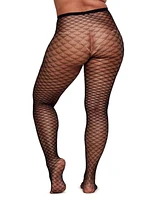 Walkpop Plus Size Deco Open-Knit Pattern Hosiery