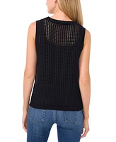 CeCe Women's Allover Pointelle Stitch Sweater Tank