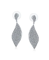 Bling Jewelry Modern Cz Pave Encrusted Statement Twist Teardrop Dangle Chandelier Earrings For Women smaids