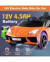 Slickblue 12V Electric Kids Ride On Car Licensed Chevrolet Corvette C8 with Remote Control Ages 3+ Years Old