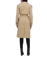 Sebby Collection Women's Belted Double Breasted Long Trench Coat