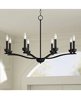 Franklin Iron Works Norwell Semi Gloss Black Chandelier Lighting 35 3/4" Wide Modern Industrial Geometric Curved Arms Candle 8-Light Fixture for Dinin