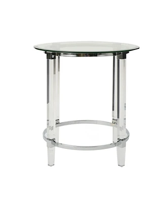 Simplie Fun Clear Acrylic And Glass Round Display End Table