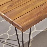 Zion Industrial Acacia Wood & Metal Dining Table