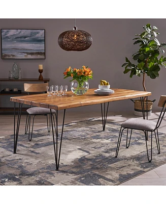 Zion Industrial Acacia Wood & Metal Dining Table