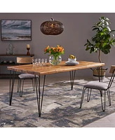 Zion Industrial Acacia Wood & Metal Dining Table