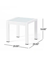 Contemporary Aluminum End Table With Frosted Glass Top