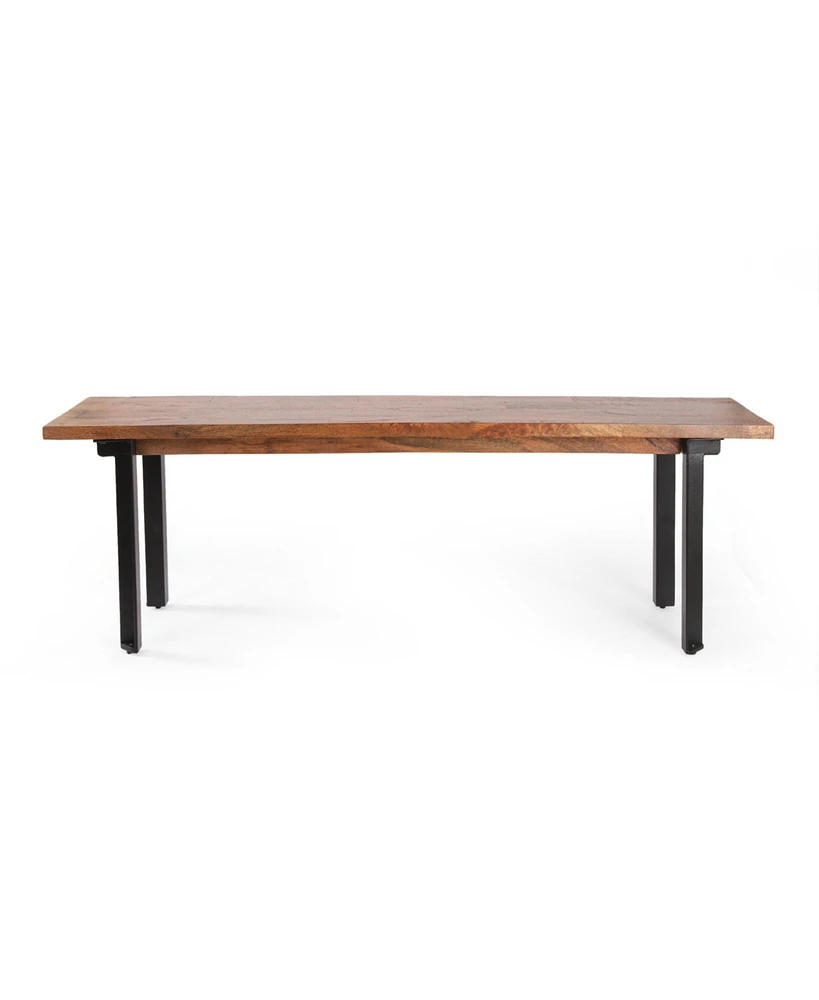 Simplie Fun Modern Industrial Dining Bench: Black + Country Brown