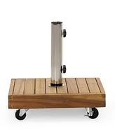 Streamdale Furniture Acacia Wood Umbrella Base With Concrete Core