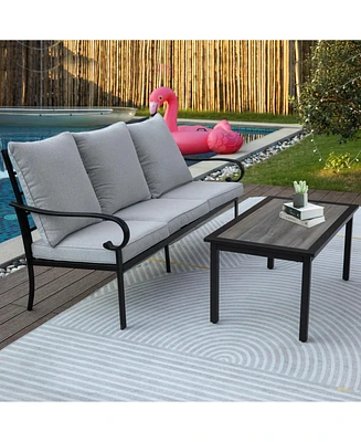 Simplie Fun 3-Seater Patio Sofa with Table, Durable & Comfortable