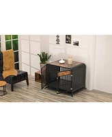 Streamdale Furniture Heavy Duty Dog Crate Table with Removable Trays and Lockable Wheels