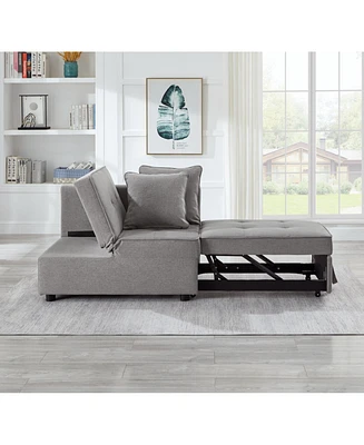 4-in-1 Convertible Sofa Bed with Sturdy Wood Frame