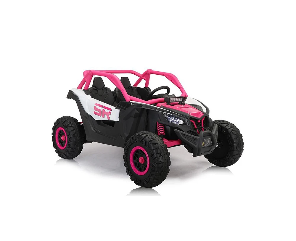 Simplie Fun 24V Kids Electric Ride-On Car with Bluetooth Music, Shock Absorbers, and Remote Control