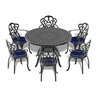 47" Cast Aluminum Patio Dining Table with Carved Texture
