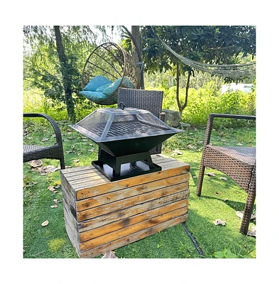 Simplie Fun Multipurpose Square Fire Pit for Warmth, Bbq, and Cooling