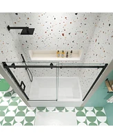 Streamdale Furniture 56"-60" Sliding Bathtub Shower Door, 5/16" Tempered Glass, Matte Black