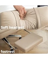 Swivel Ergonomic Office Chair with Footrest, Leather, 155° Recline