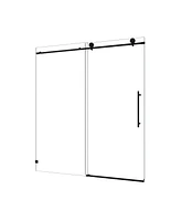 Simplie Fun Matte Black Frameless Shower Door with Soft-Close, 5/16" Tempered Glass