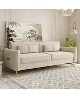 Streamdale Furniture Velvet Sofa with Gold Legs