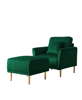 Simplie Fun Green Modern Accent Chair with Roll Arm