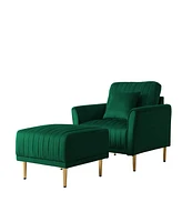 Simplie Fun Green Modern Accent Chair with Roll Arm