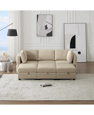 Simplie Fun Modular Sofa with Storage, Adjustable Backs & Arms, Reversible Chaise