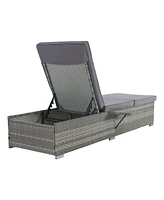 Outdoor Pe Rattan Chaise Lounge with Adjustable Backrest