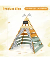 Kids Teepee Tent with Machine Washable Flags & Door Curtains Detachable