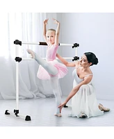 Slickblue 4 Feet Portable Ballet Barre with Adjustable Height-Silver