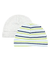 Hudson Baby Baby Boys Hudson Unisex Cotton Cap and Scratch Mitten Set